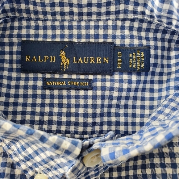 Ralph Lauren Big Boys 10-12 Long-Sleeve Checked Poplin Sportshirt Blue - Picture 3 of 5